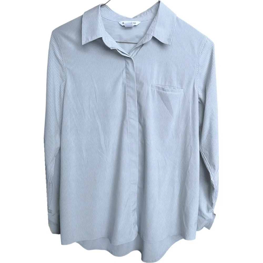 Athleta Urbanite Sleek Button Down Shirt Medium - Picture 2 of 7